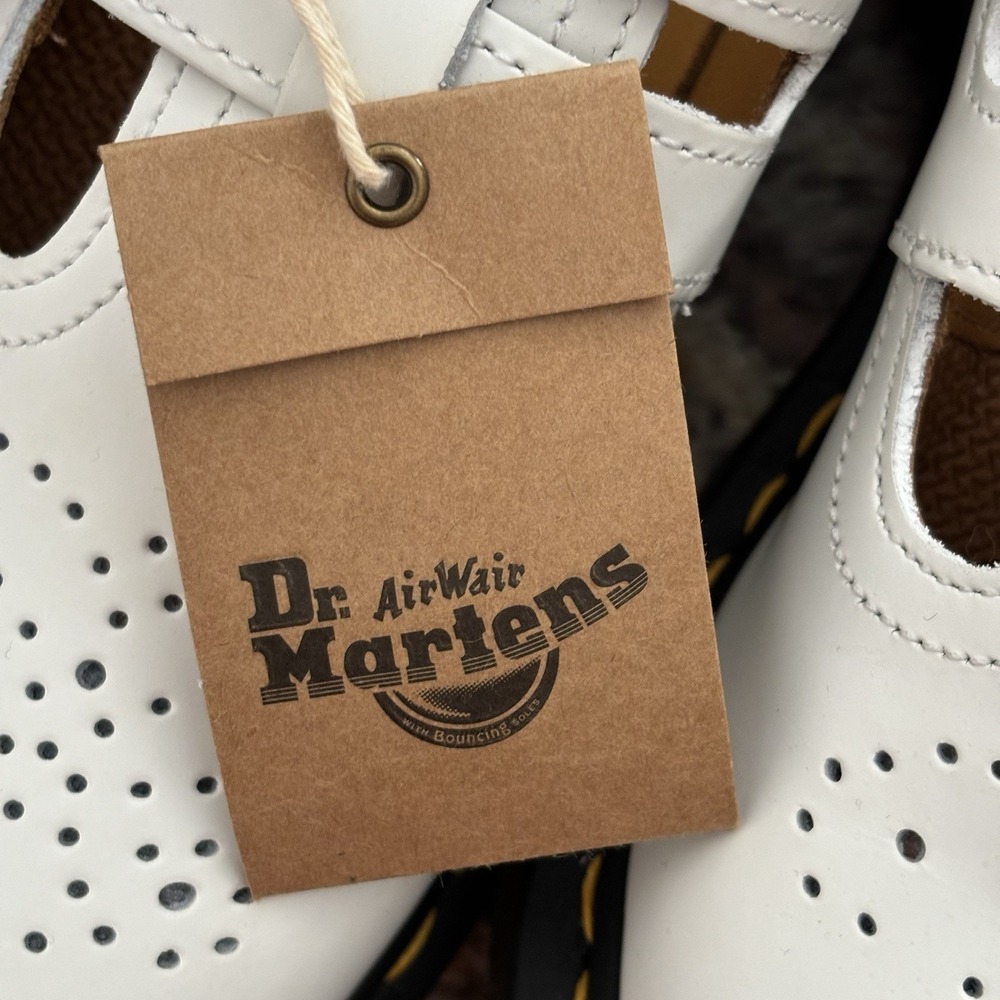 Dr Doc Martens 8065 Mary Jane White Virginia T-Strap Buckle Shoes Women 6 Chunky - Picture 9 of 10